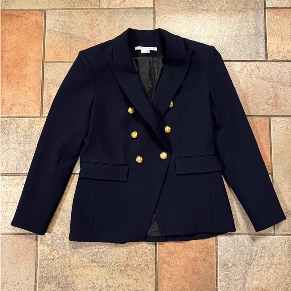 Veronica Beard Miller Dickey Jacket Navy Double Breasted Blazer Gold Buttons 12 - Picture 9 of 16